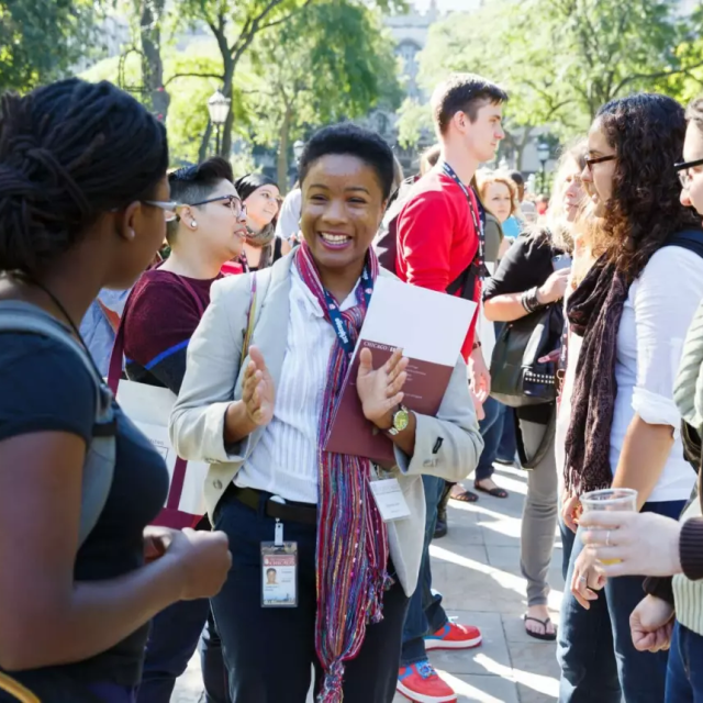 Students hanging out on campus