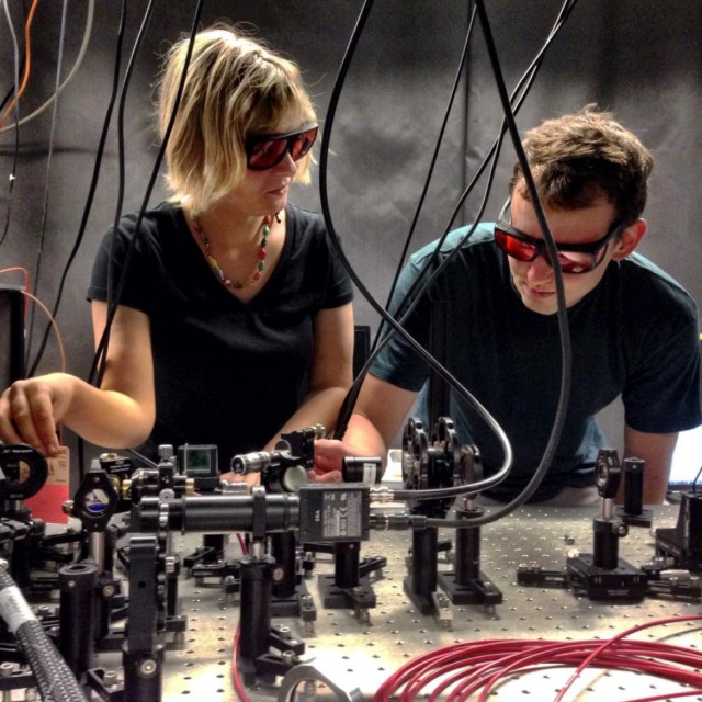 Two people working in a lab